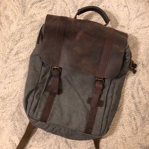 Leather and canvas laptop backpack book bag